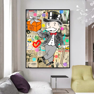 Alec Monopoly Money Gift Prints Newspaper Canvas Print-Wall Posters