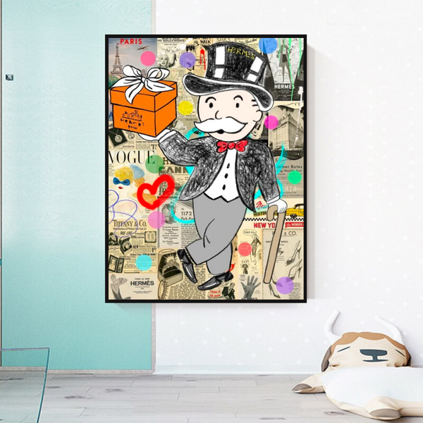 Alec Monopoly Money Gift Prints Newspaper Canvas Print-Wall Posters