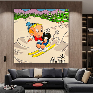 Alec Monopoly Money Maker Skiing Canvas Wall Art-Wall Posters