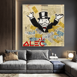 Alec Monopoly Money Man Millionaire Canvas Wall Art-Wall Posters