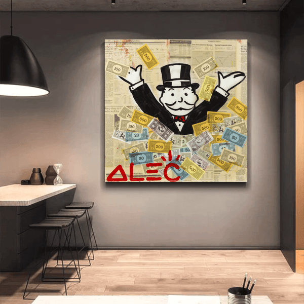 Alec Monopoly Money Man Millionaire Canvas Wall Art-Wall Posters