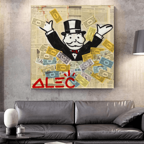 Alec Monopoly Money Man Millionaire Canvas Wall Art-Wall Posters