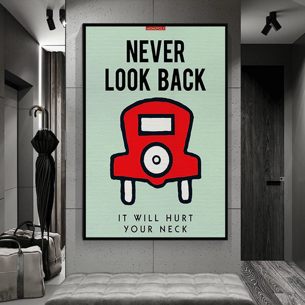 Alec Monopoly Never Look Back Play Card Canvas Wall Art-Wall Posters