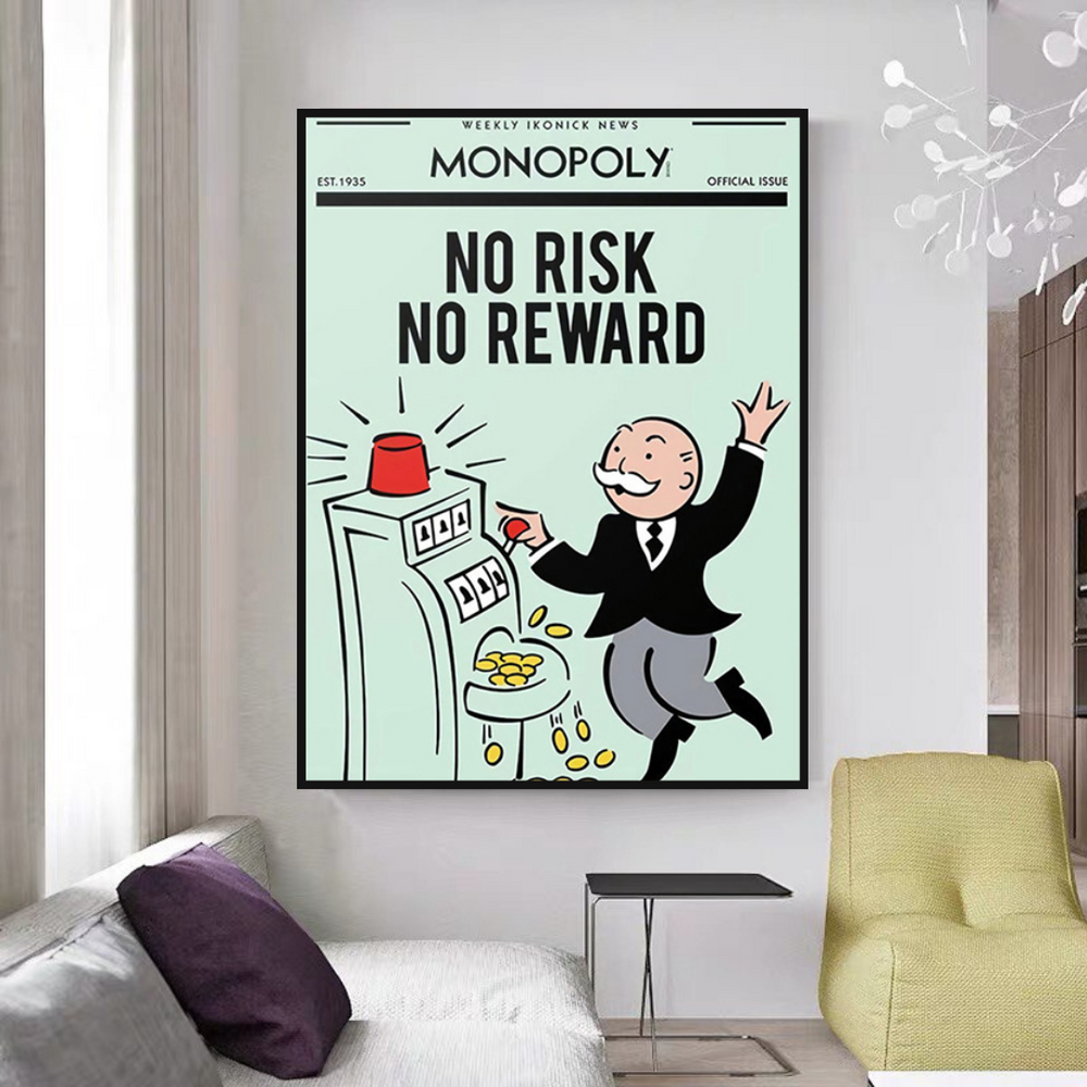 Alec Monopoly No Risk No Reward Play Card Canvas Wall Art-Wall Posters