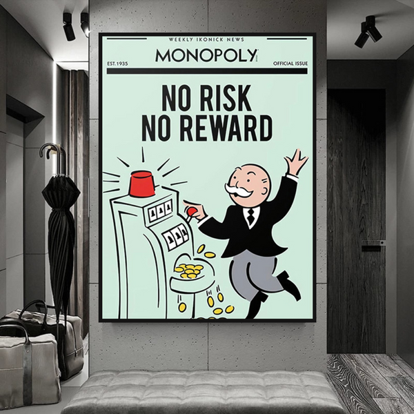 Alec Monopoly No Risk No Reward Play Card Canvas Wall Art-Wall Posters
