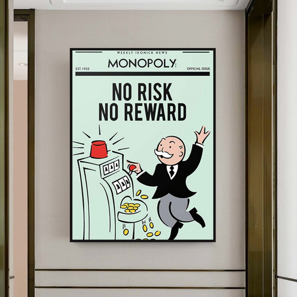 Alec Monopoly No Risk No Reward Play Card Canvas Wall Art-Wall Posters