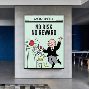 Alec Monopoly No Risk No Reward Play Card Canvas Wall Art-Wall Posters