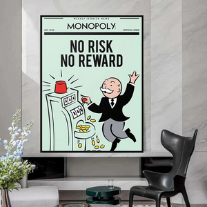 Alec Monopoly No Risk No Reward Play Card Canvas Wall Art-Wall Posters