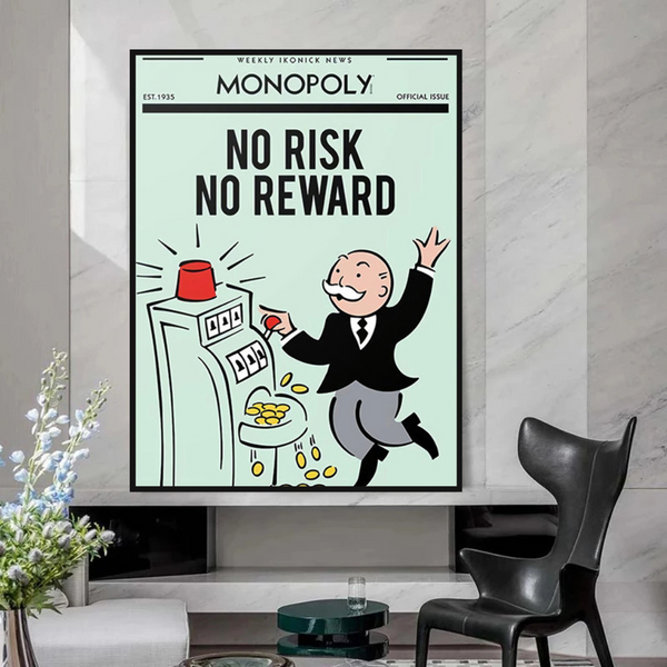 Alec Monopoly No Risk No Reward Play Card Canvas Wall Art-Wall Posters