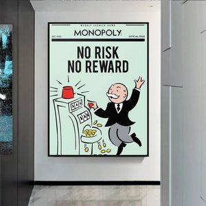 Alec Monopoly No Risk No Reward Play Card Canvas Wall Art-Wall Posters
