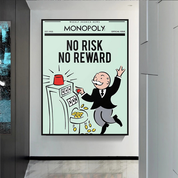 Alec Monopoly No Risk No Reward Play Card Canvas Wall Art-Wall Posters