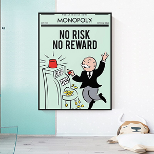 Alec Monopoly No Risk No Reward Play Card Canvas Wall Art-Wall Posters