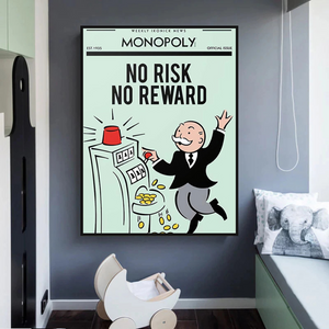 Alec Monopoly No Risk No Reward Play Card Canvas Wall Art-Wall Posters