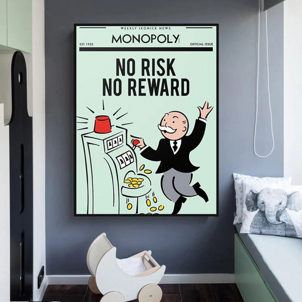 Alec Monopoly No Risk No Reward Play Card Canvas Wall Art-Wall Posters