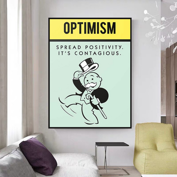 Alec Monopoly Optimism Play Card Canvas Wall Art-Wall Posters