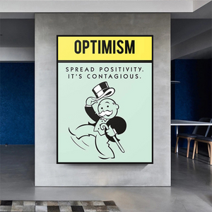 Alec Monopoly Optimism Play Card Canvas Wall Art-Wall Posters