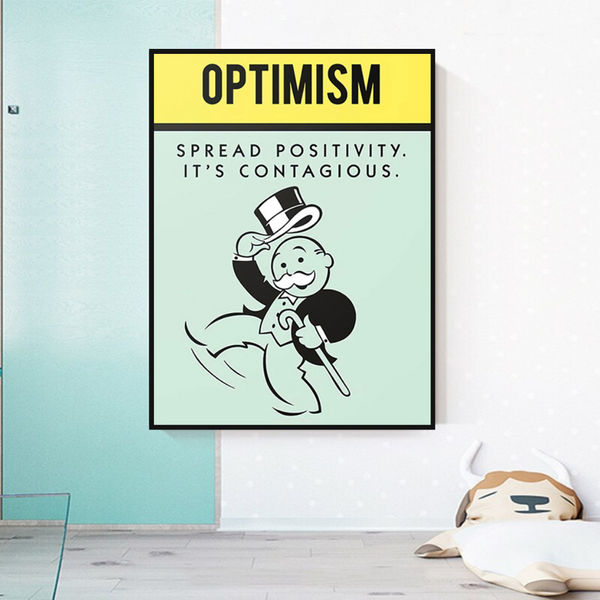 Alec Monopoly Optimism Play Card Canvas Wall Art-Wall Posters