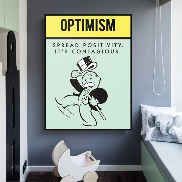 Alec Monopoly Optimism Play Card Canvas Wall Art-Wall Posters