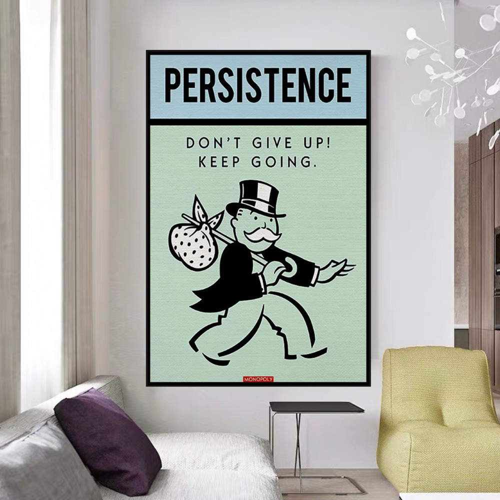 Alec Monopoly Persistence Dont Give Up Play Card Canvas Wall Art-Wall Posters