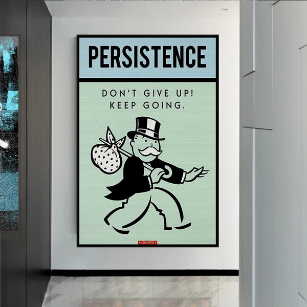 Alec Monopoly Persistence Dont Give Up Play Card Canvas Wall Art-Wall Posters