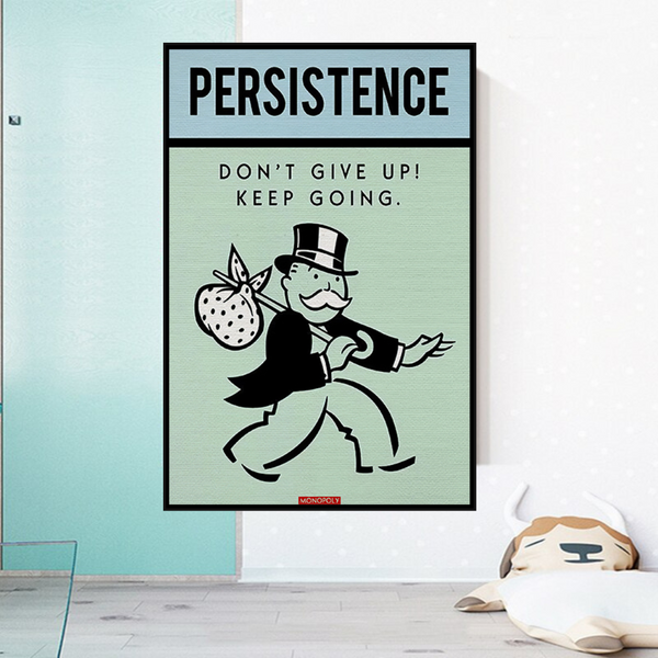 Alec Monopoly Persistence Dont Give Up Play Card Canvas Wall Art-Wall Posters