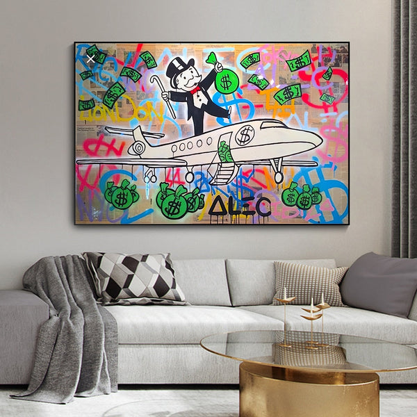 Alec Monopoly Private Jet Canvas Print-Wall Posters