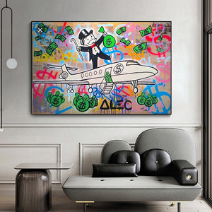 Alec Monopoly Private Jet Canvas Print-Wall Posters