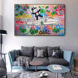 Alec Monopoly Private Jet Canvas Print-Wall Posters