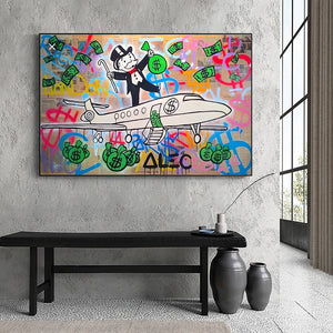 Alec Monopoly Private Jet Canvas Print-Wall Posters