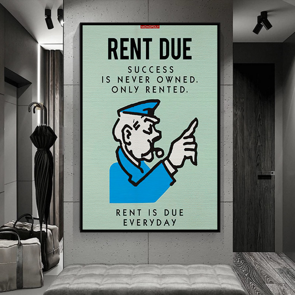 Alec Monopoly Rent Due Play Card Canvas Wall Art-Wall Posters