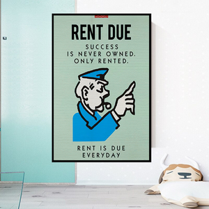 Alec Monopoly Rent Due Play Card Canvas Wall Art-Wall Posters