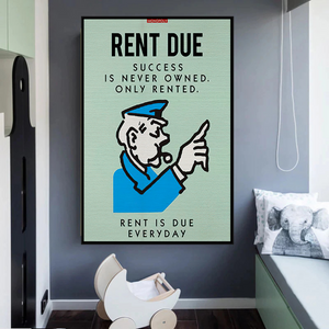Alec Monopoly Rent Due Play Card Canvas Wall Art-Wall Posters