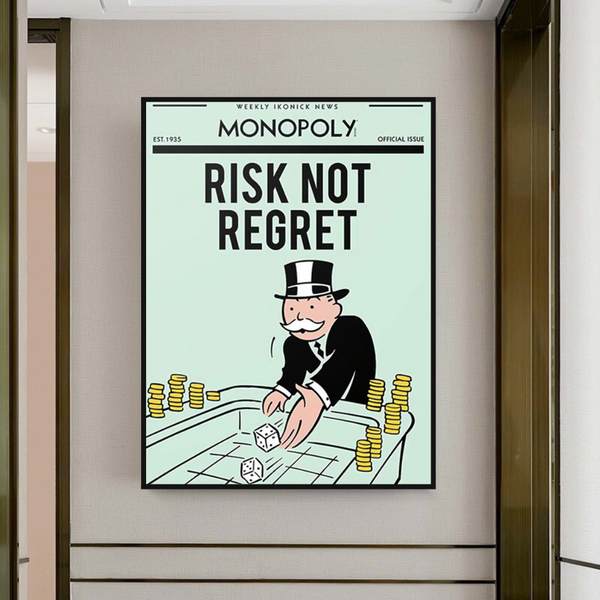 Alec Monopoly Risk Not Regret Play Card Canvas Wall Art-Wall Posters