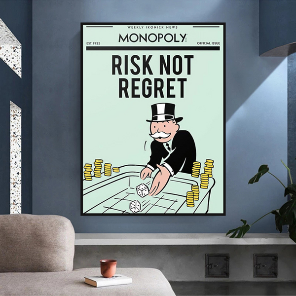 Alec Monopoly Risk Not Regret Play Card Canvas Wall Art-Wall Posters