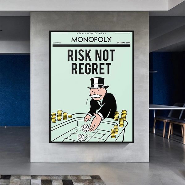 Alec Monopoly Risk Not Regret Play Card Canvas Wall Art-Wall Posters