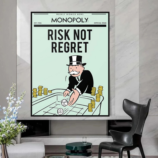 Alec Monopoly Risk Not Regret Play Card Canvas Wall Art-Wall Posters