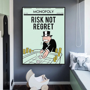 Alec Monopoly Risk Not Regret Play Card Canvas Wall Art-Wall Posters