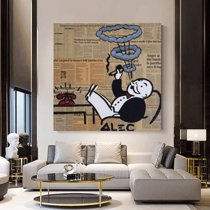 Alec Monopoly Smoking Cigar Canvas Wall Art-Wall Posters