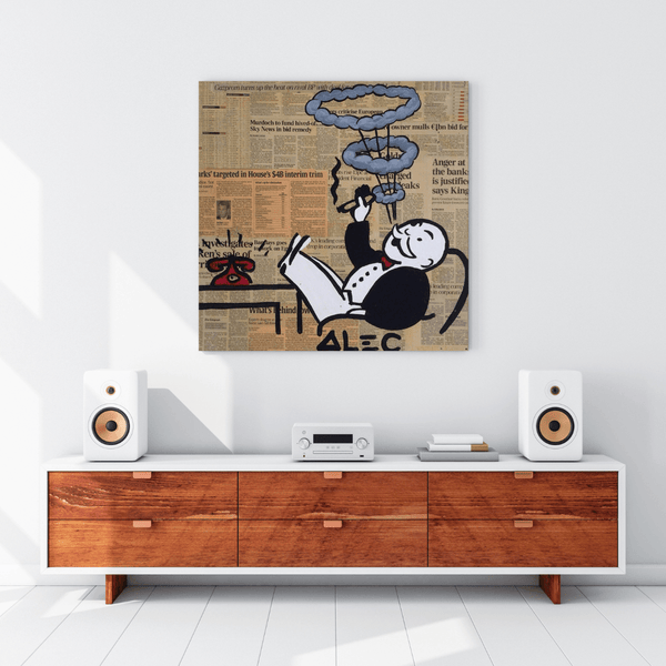 Alec Monopoly Smoking Cigar Canvas Wall Art-Wall Posters