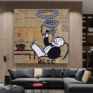 Alec Monopoly Smoking Cigar Canvas Wall Art-Wall Posters
