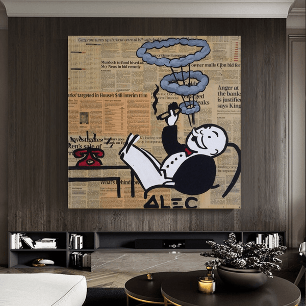 Alec Monopoly Smoking Cigar Canvas Wall Art-Wall Posters