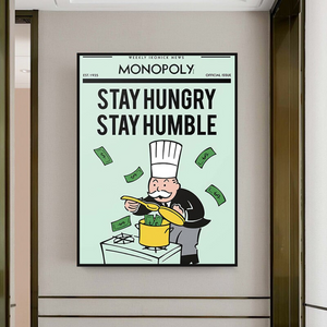 Alec Monopoly Stay Hungry Stay Humble Play Card Canvas Wall Art-Wall Posters