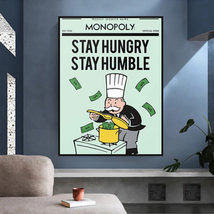 Alec Monopoly Stay Hungry Stay Humble Play Card Canvas Wall Art-Wall Posters