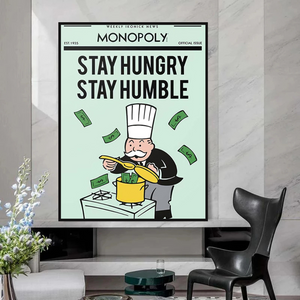 Alec Monopoly Stay Hungry Stay Humble Play Card Canvas Wall Art-Wall Posters
