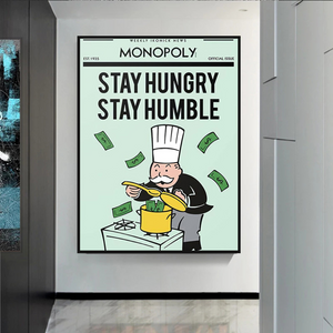 Alec Monopoly Stay Hungry Stay Humble Play Card Canvas Wall Art-Wall Posters
