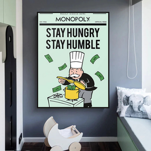 Alec Monopoly Stay Hungry Stay Humble Play Card Canvas Wall Art-Wall Posters