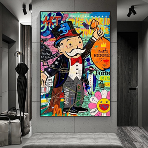 Alec Monopoly The World is Yours Money Bag Canvas Wall Art-Monopoly Wall Poster
