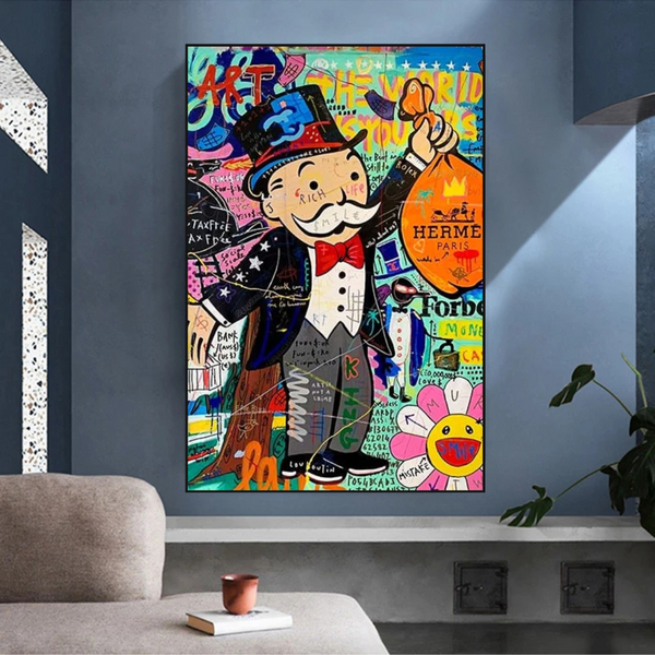 Alec Monopoly The World is Yours Money Bag Canvas Wall Art-Monopoly Wall Poster