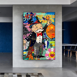 Alec Monopoly The World is Yours Money Bag Canvas Wall Art-Monopoly Wall Poster