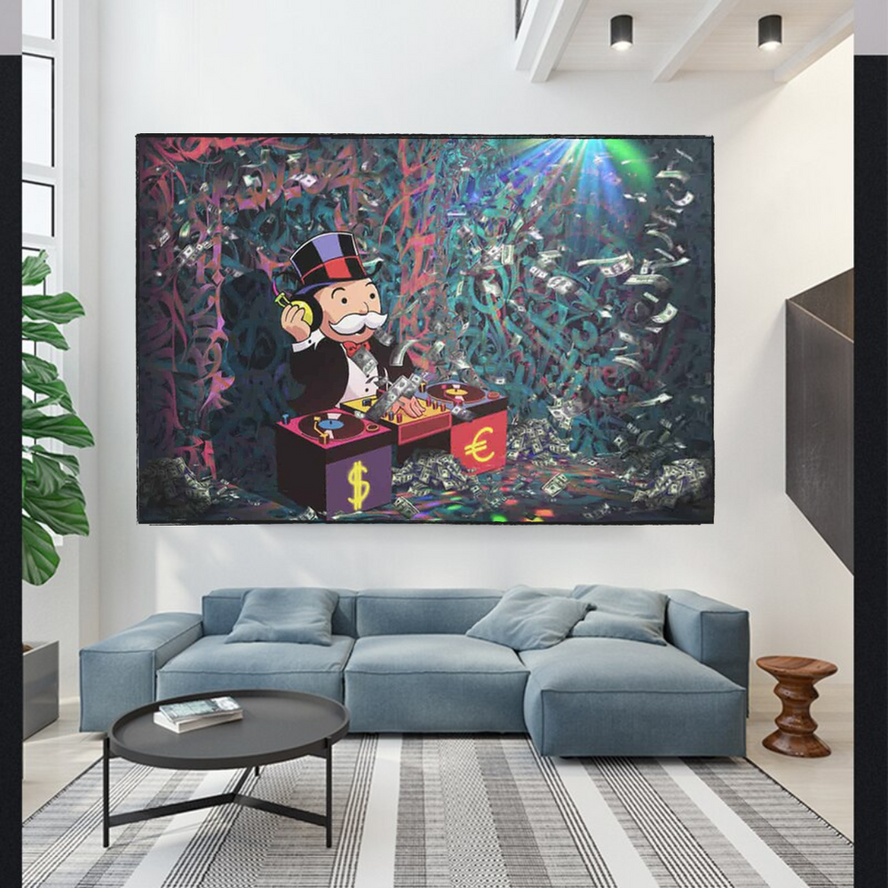 Alec Monopoly Unleashes Beats as Club Wall's Artistic DJ Wall Art-Wall Posters